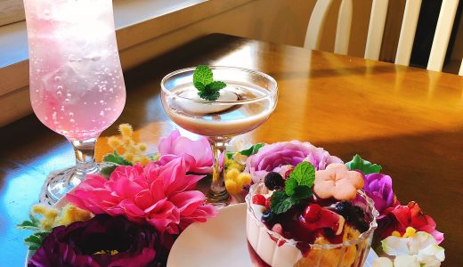 犬山の花カフェ「フルール ド カフェサクラ」のお花プレート「フルールデセール」が可愛い